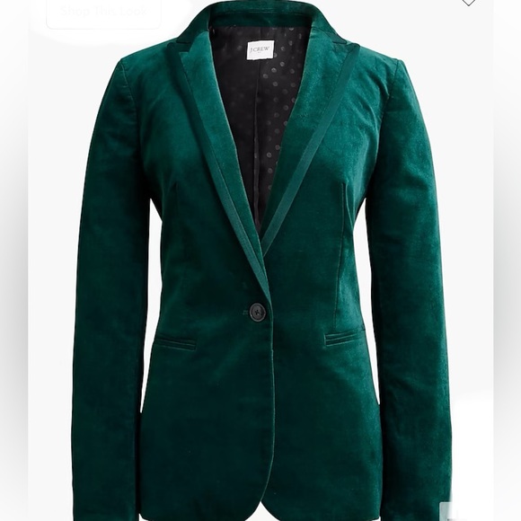 Crew Factory Women's Green Velvet Blazer